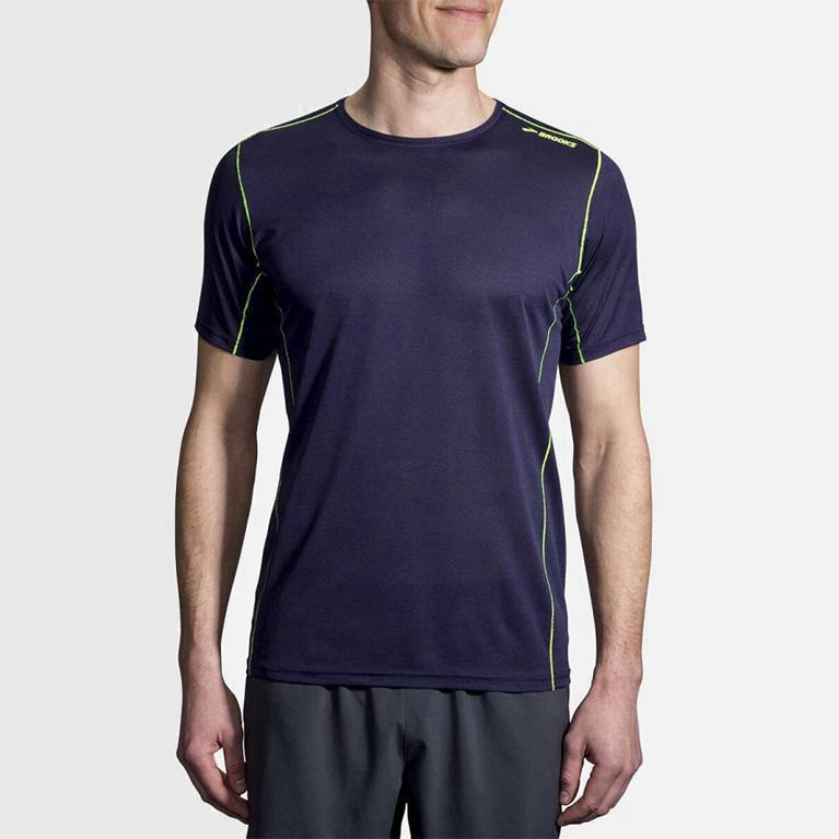 Brooks Ghost Mens Short Sleeve Running Shirt Ireland Blue (RDYK-89140)